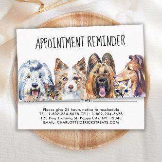 Pet Sitter Dog Trainer Cat Dog Groomer Reminder  Appointment Card