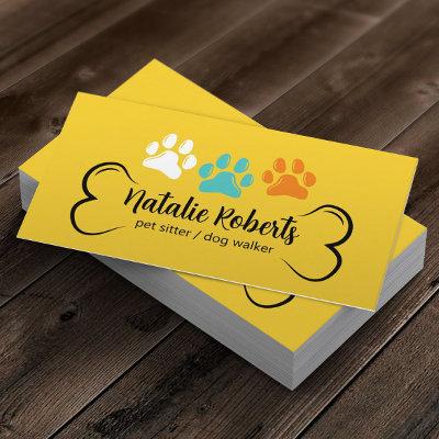 Pet Sitter Dog Walker Custom Color Paw Prints Gold