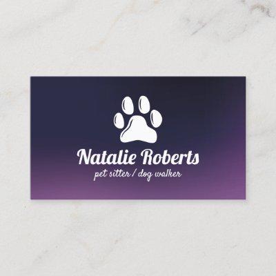 Pet Sitter Dog Walker Cute Paw Logo Purple