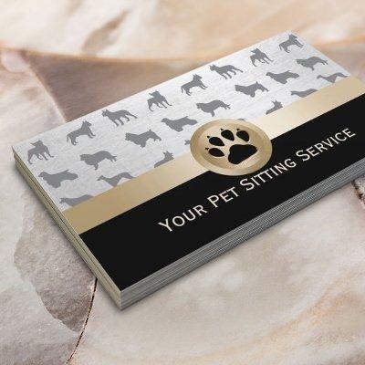 Pet Sitter Elegant Black & Gold Paw Print
