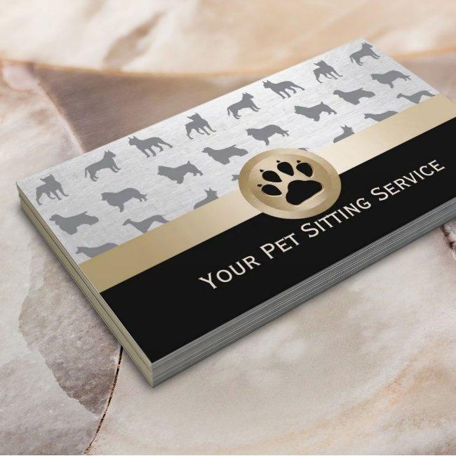 Pet Sitter Elegant Black & Gold Paw Print