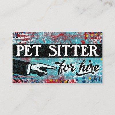 Pet Sitter For Hire  - Blue Red