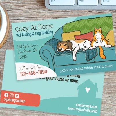 Pet Sitting Animal Care Funny Dog and Cat on Couch