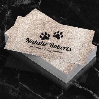 Pet Sitting Dog Paws Logo Modern Gold Glitter