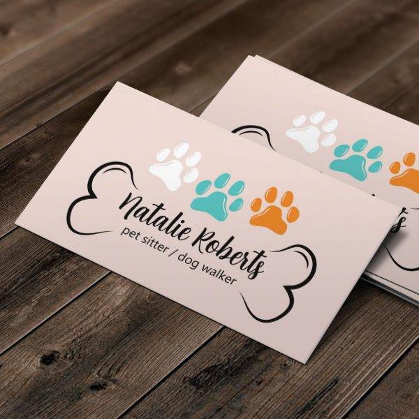 Pet Sitting Dog Walker Cute Color Paws Blush Pink