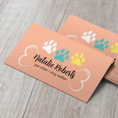 Pet Sitting Dog Walker Cute Paws Peach Color