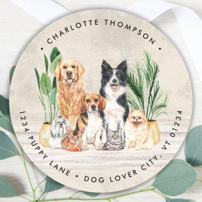 Pet Sitting Dog Walker Dog Groomer Return Address Classic Round Sticker