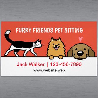 Pet Sitting Dogs and Tuxedo Cat Pomeranian Lab   Magnet