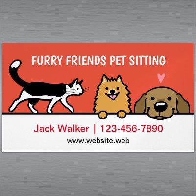 Pet Sitting Dogs and Tuxedo Cat Pomeranian Lab   Magnet