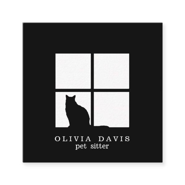 Pet Sitting Groomer Service Modern Black and White Square