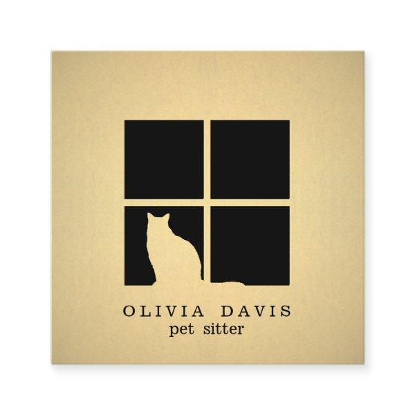 Pet Sitting Services Black and Gold Faux Metallic Square