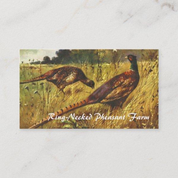 Pheasant farm vintage painting