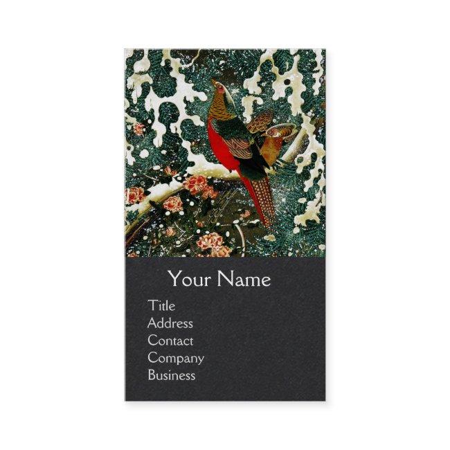 Pheasants in Snow, Pine Tree,Roses,Japanese Floral