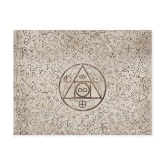 Philosopher's stone symbol Alchemical pattern 3 Holiday Postcard