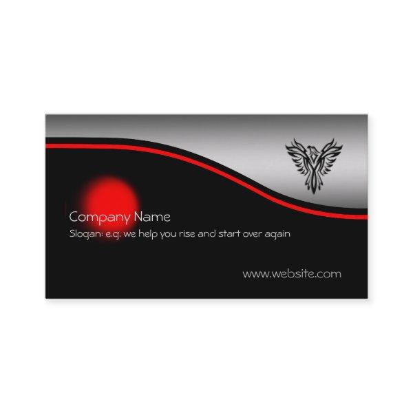 Phoenix Rising, red spot, brushed steel-effect