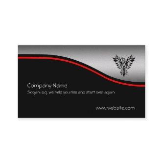Phoenix Rising, red swoosh, brushed steel-look