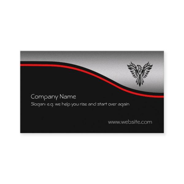 Phoenix Rising, red swoosh, brushed steel-look