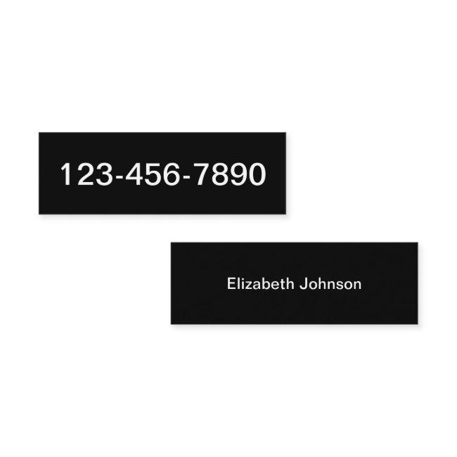Phone Number and Name Black and White Basic Mini