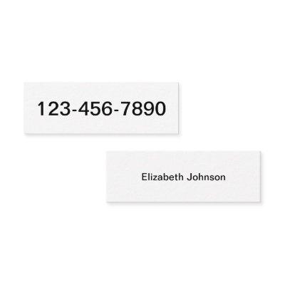 Phone Number and Name White and Black Basic Mini