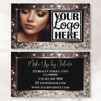 Photo and Logo Template Gray Sparkle Glitter Glam
