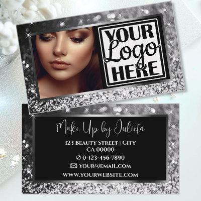 Photo and Logo Template Gray Sparkle Glitter Glam