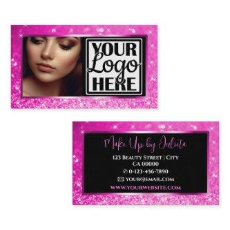 Photo and Logo Template Pink Sparkle Glitter Glam
