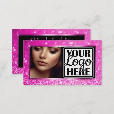 Photo and Logo Template Pink Sparkle Glitter Glam