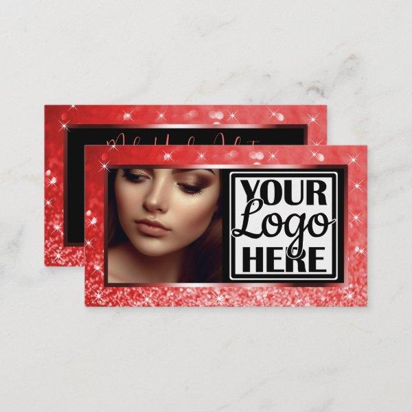 Photo and Logo Template Red Sparkle Glitter Glam