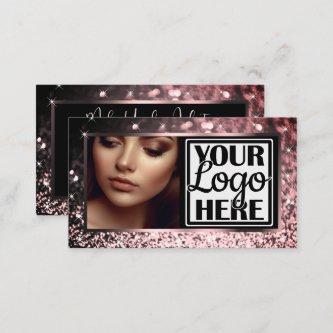 Photo and Logo Template Rose Gold Sparkle Glitter