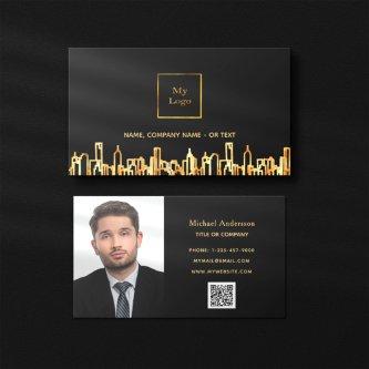 Photo black gold skyline real estate QR code