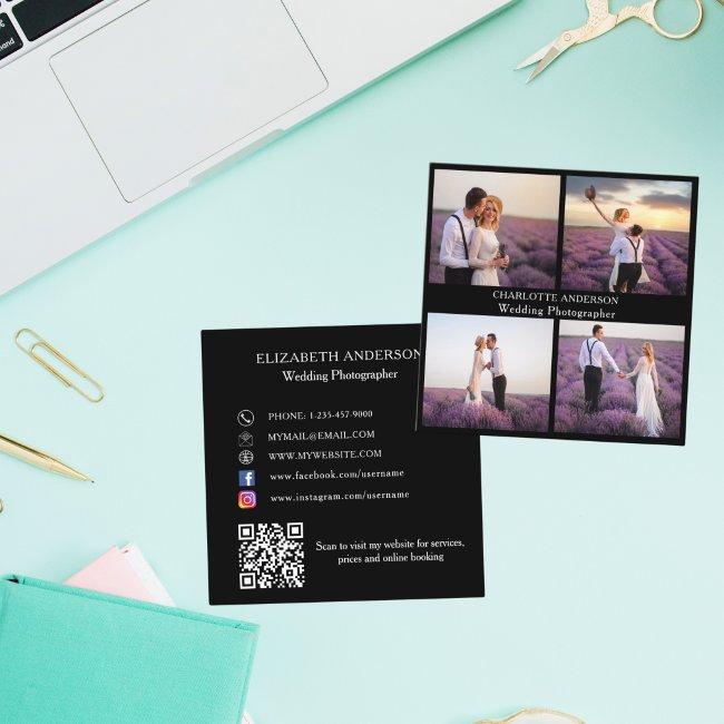 Photo collage black white QR code social media Square
