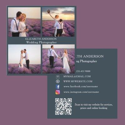 Photo collage charcoal gray QR code social media Square
