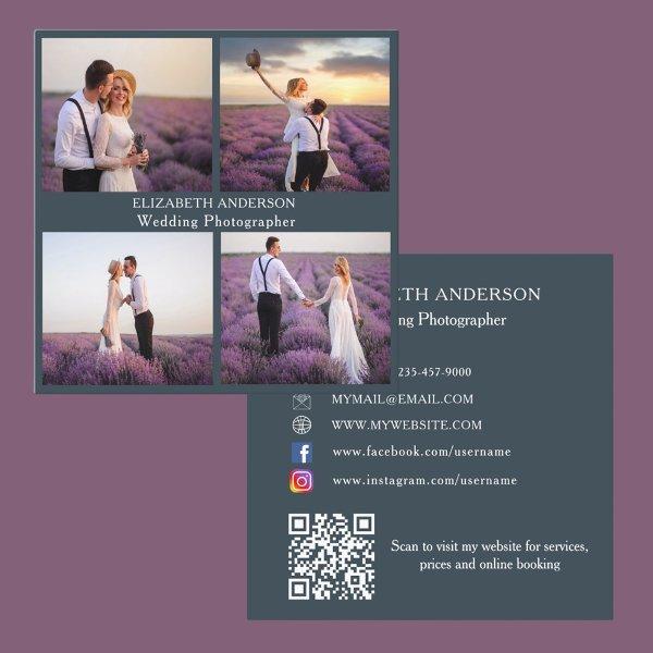 Photo collage charcoal gray QR code social media Square