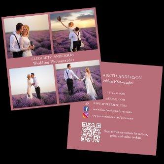 Photo collage rose gold QR code social media Square
