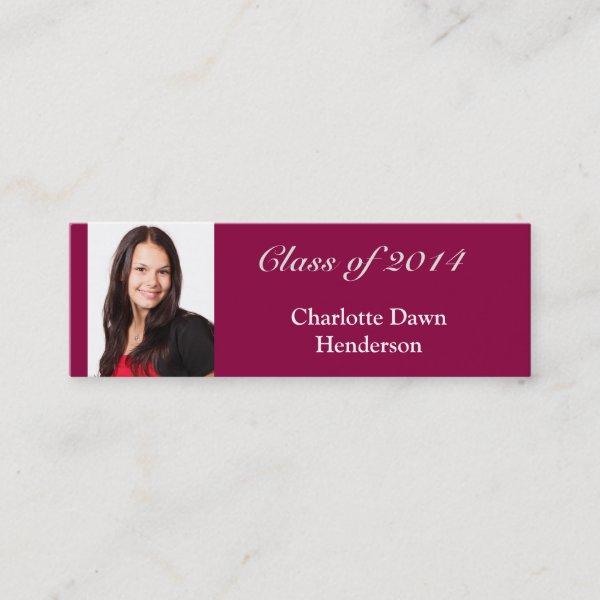 Photo graduation announcement tag name card red