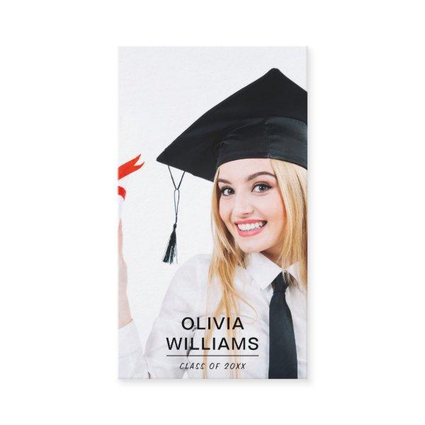 Photo Graduation Modern Simple Script Calling Card