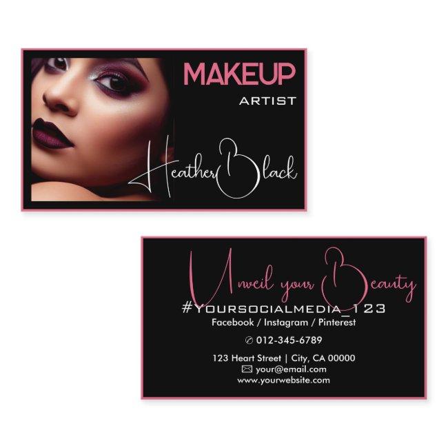 Photo Image Template Plain Black Pink Thin Border