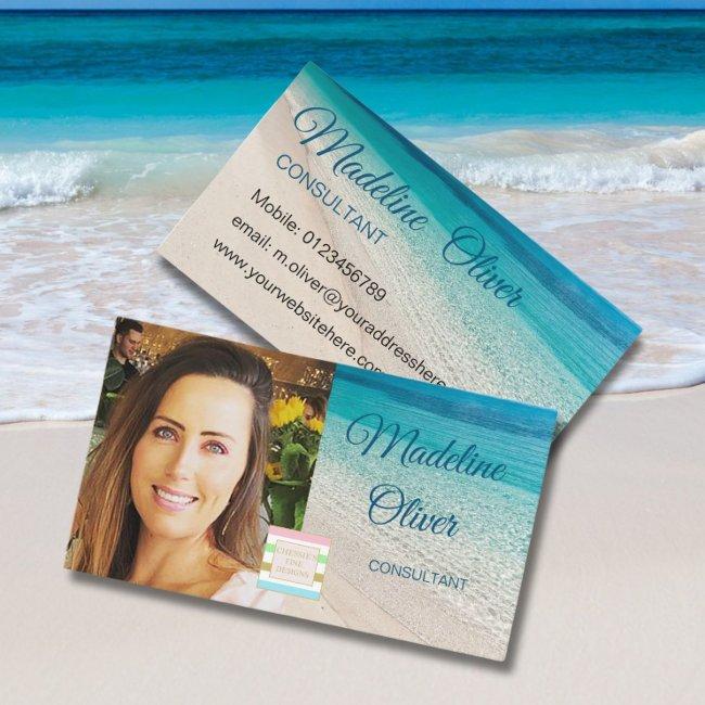 Photo Logo Beach Scene Travel Blue
