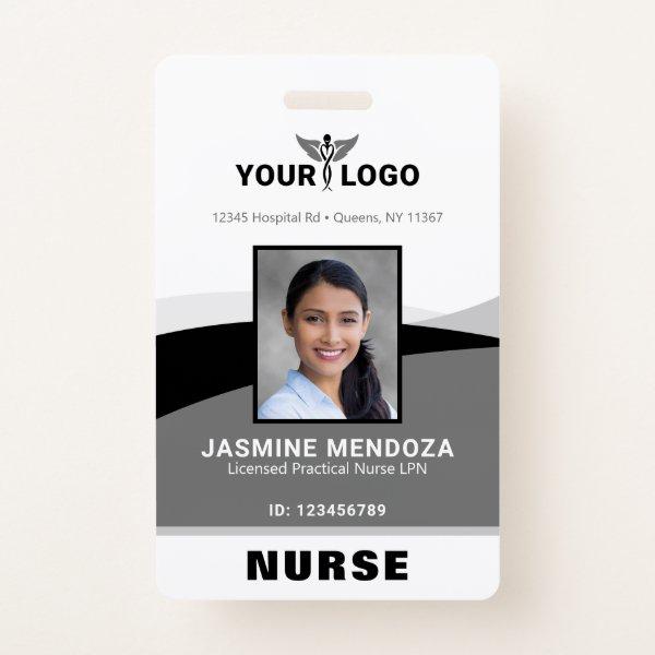 Photo Logo Black Gray Template Corporate Name ID Badge