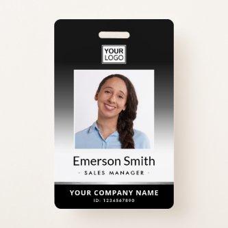 Photo logo gray gradient modern employee id badge