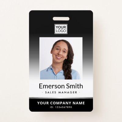 Photo logo gray gradient modern employee id badge