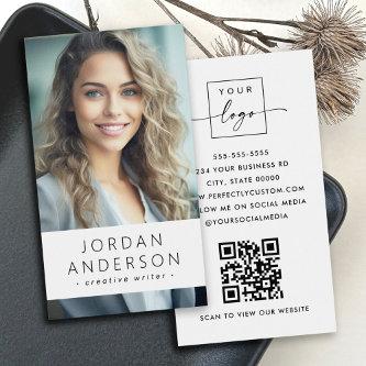 Photo logo QR code modern white