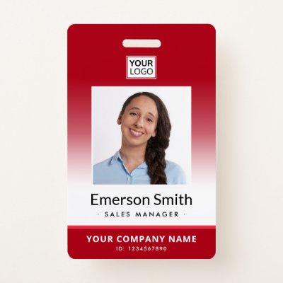 Photo logo red gradient modern employee id badge