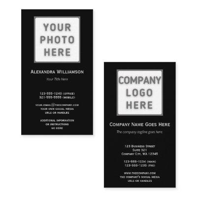Photo Logo Template Plain Double-Sided Black