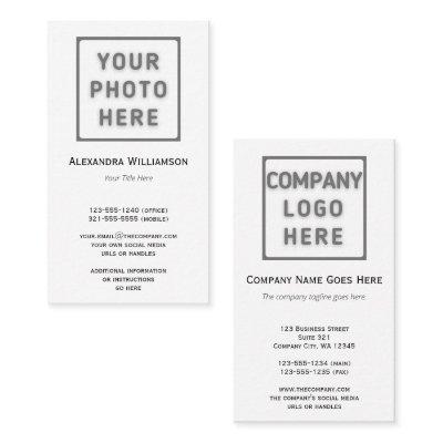 Photo Logo Template Plain Double-Sided Vertical