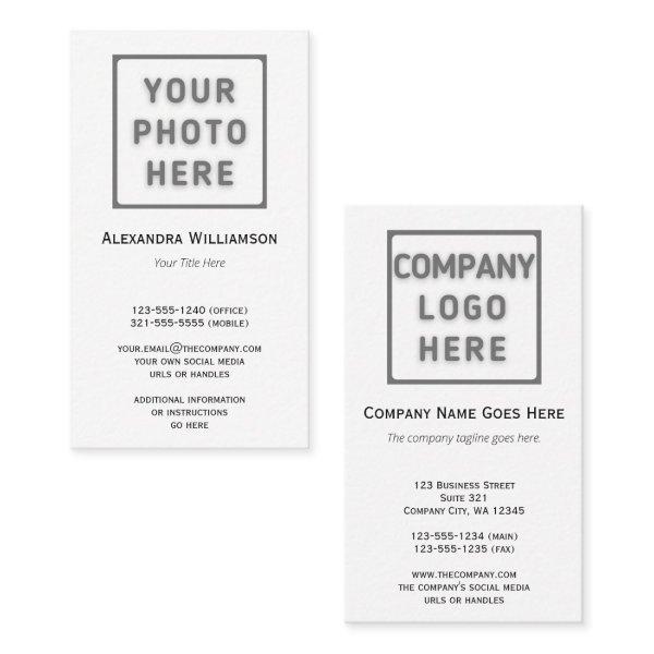 Photo Logo Template Plain Double-Sided Vertical
