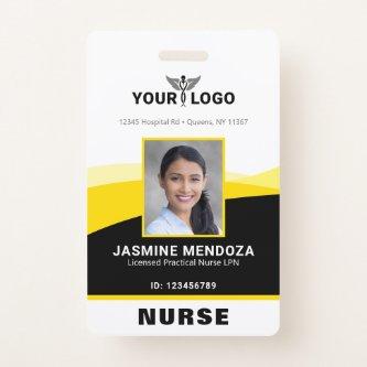 Photo Logo Yellow Black Template Corporate Name ID Badge
