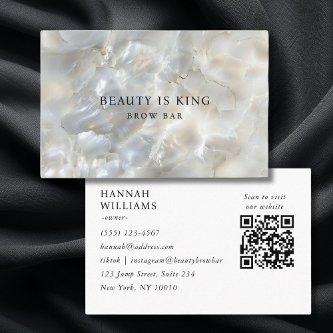 Photo, Marble, White-Silver, Salon, OR-Code