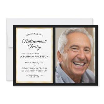 Photo Retirement Party | Black and Gold Invitation