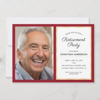 Photo Retirement Party | Red and Gold Invitation